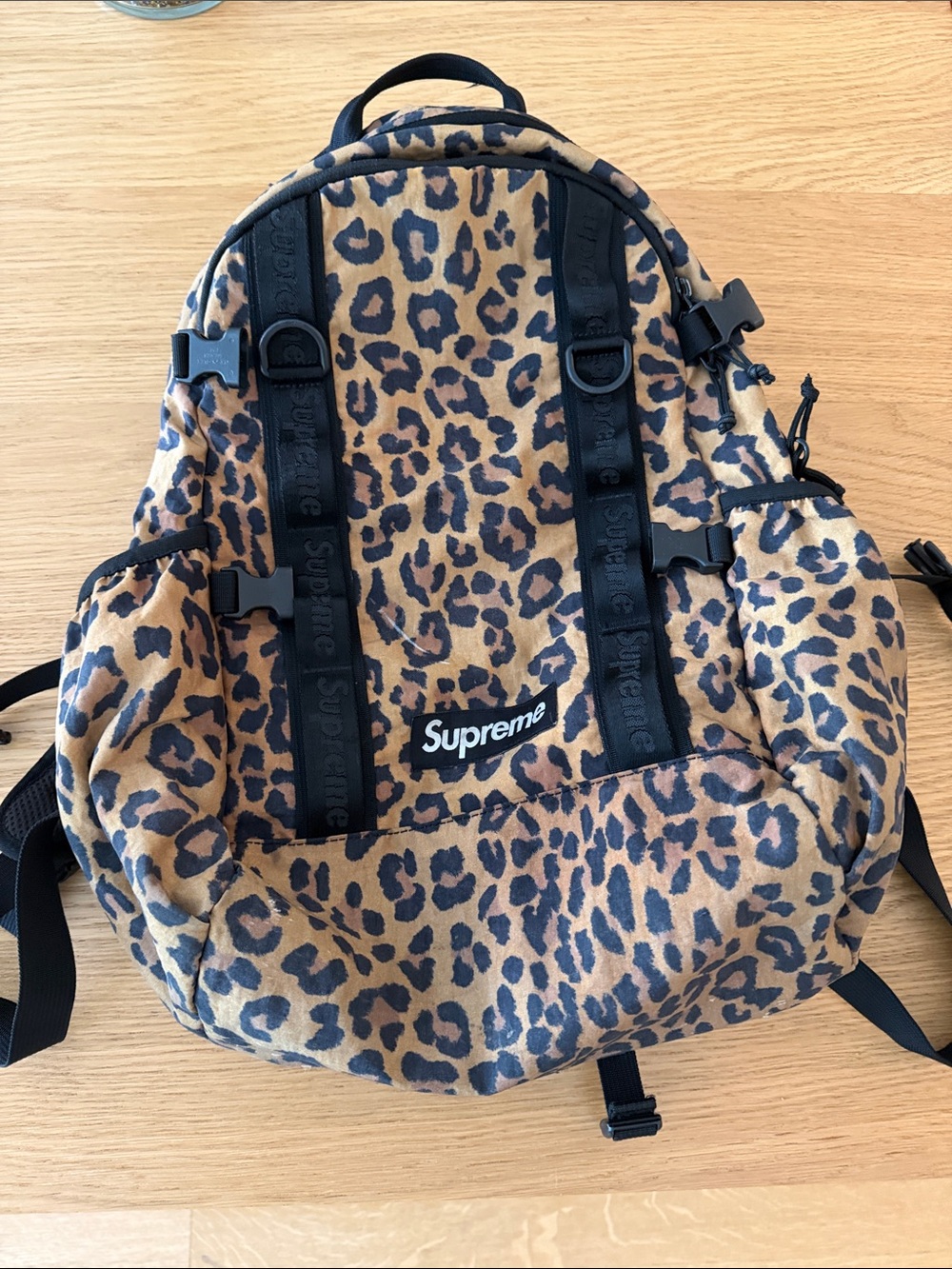 Supreme Leopard Print Backpack - Tan & Black